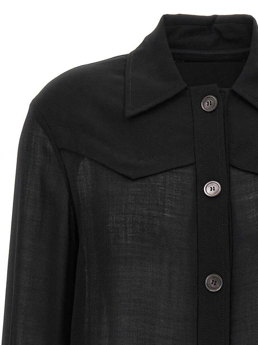 Camasi Salvatore Ferragamo Salvatore Ferragamo Semi-Sheer Wool Jacket Black Femei (BM 10185656) 3