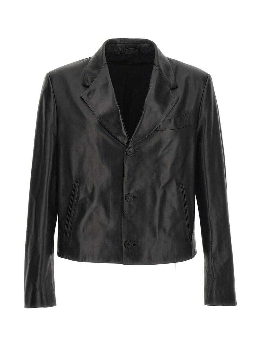 Ferragamo FERRAGAMO Leather blazer jacket BLACK
