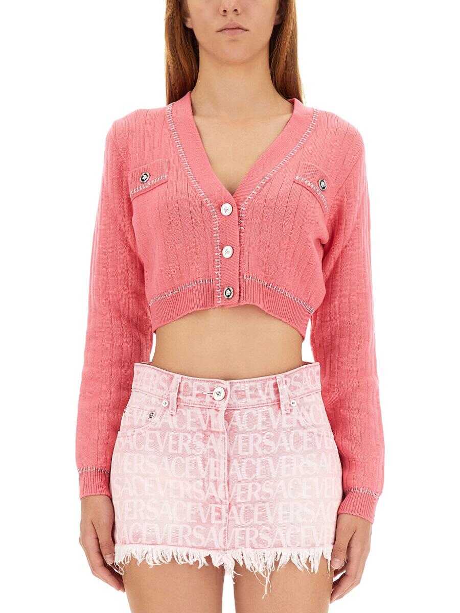 Versace VERSACE SHORT KNITTED CARDIGAN FUCHSIA