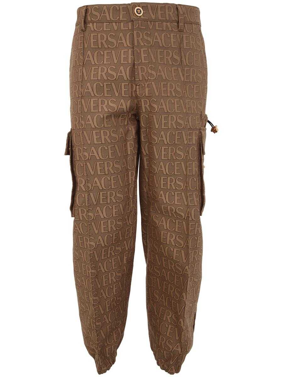 Versace VERSACE INFORMAL PANT TECHNO CANVAS FABRIC ALLOVER OUTLINE CLOTHING BROWN