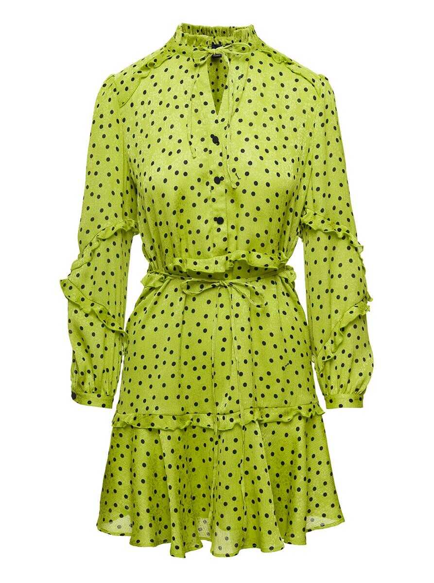 Pinko Green \'Piccadilly\' Mini Dress with \'All-over\' Dot-print in Jacquard Fabric Woman Green