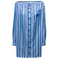 Rochii Mini Light Blue Off-The-Shoulders Striped Shirt Dress In Cotton And Silk Woman Femei