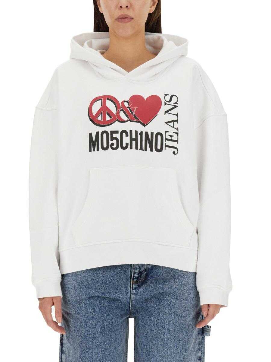 MOSCHINO JEANS MOSCHINO JEANS PEACE & LOVE HOODIE MULTICOLOUR