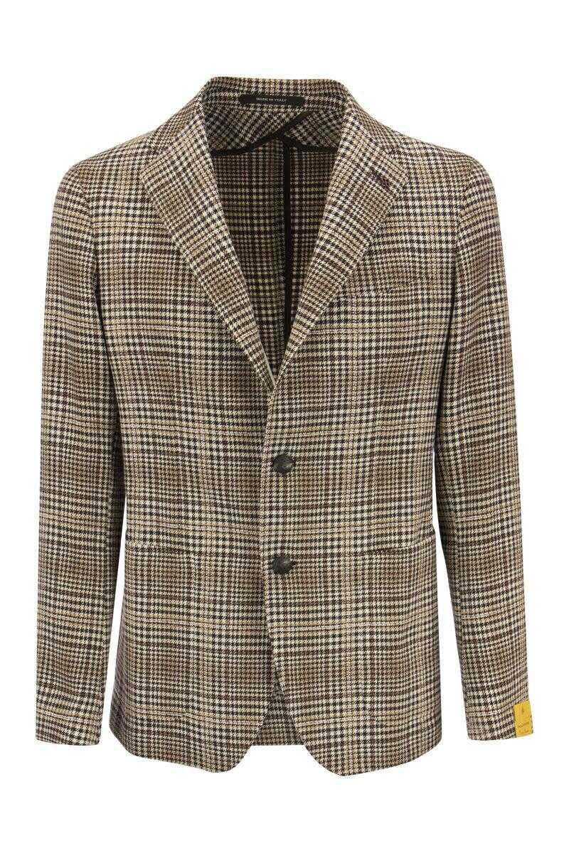 Tagliatore TAGLIATORE Jacket with Tartan pattern BROWN b-mall.ro