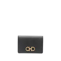 Portofele 'Gancini' Black Wallet With Button Closure In Leather Woman Femei