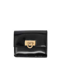 Portofele 'Wanda' Black Wallet With Gancini Closure In Patent Leather Woman Femei