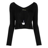 Cardigane 'La Maille Pralu Longue' Black Ribbed Cardigan With Logo Charm Woman Femei