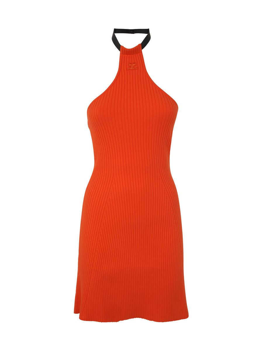 Pulovere COURRGES Courrges Mini Chocker Rib Knit Dress Clothing Beige Femei (BM 10225241) 1