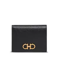 Portofele 'Gancini' Black Bifold Wallet In Grained Leather Woman Femei