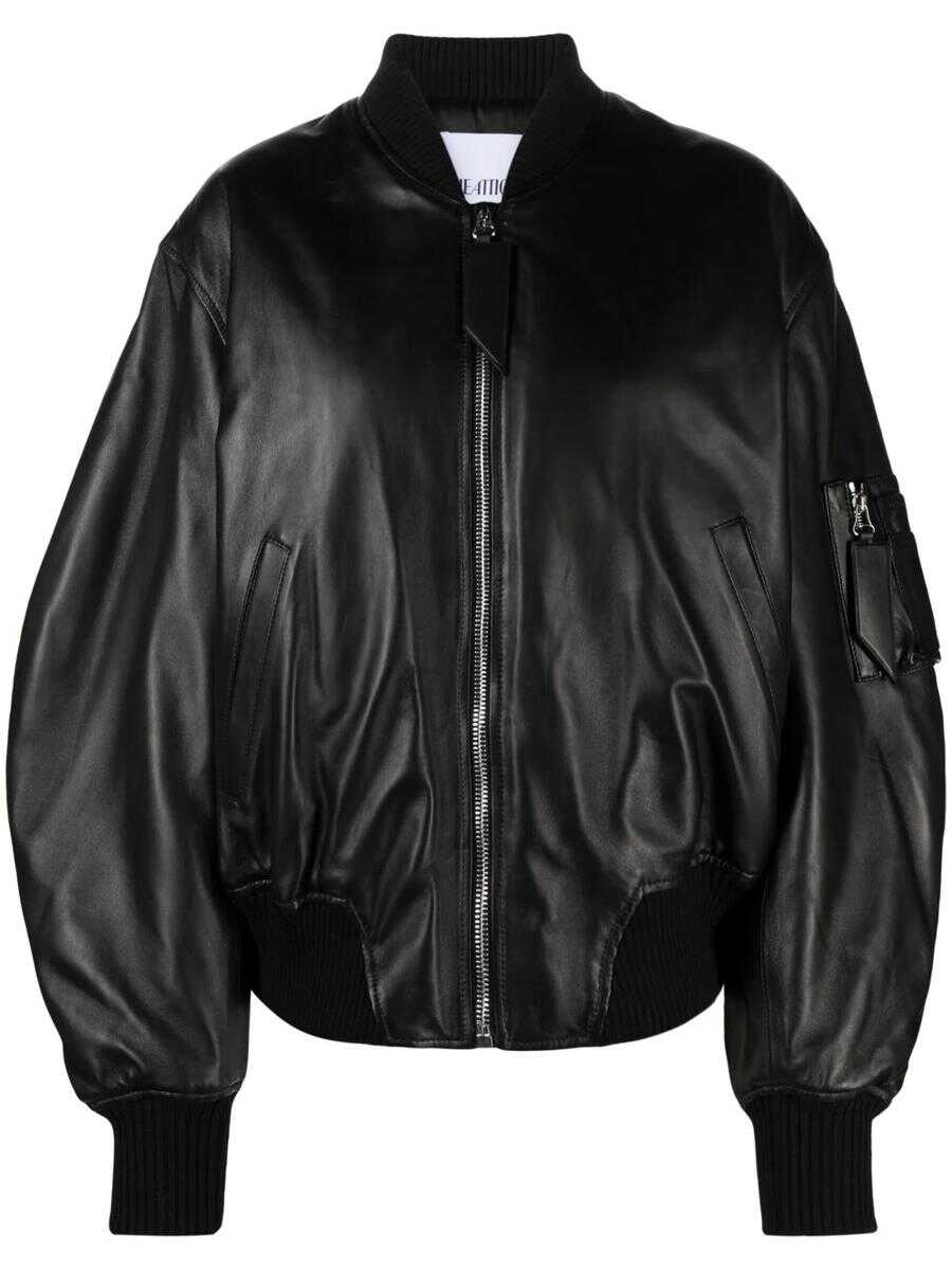 THE ATTICO THE ATTICO LEATHER BOMBER JACKET BLACK