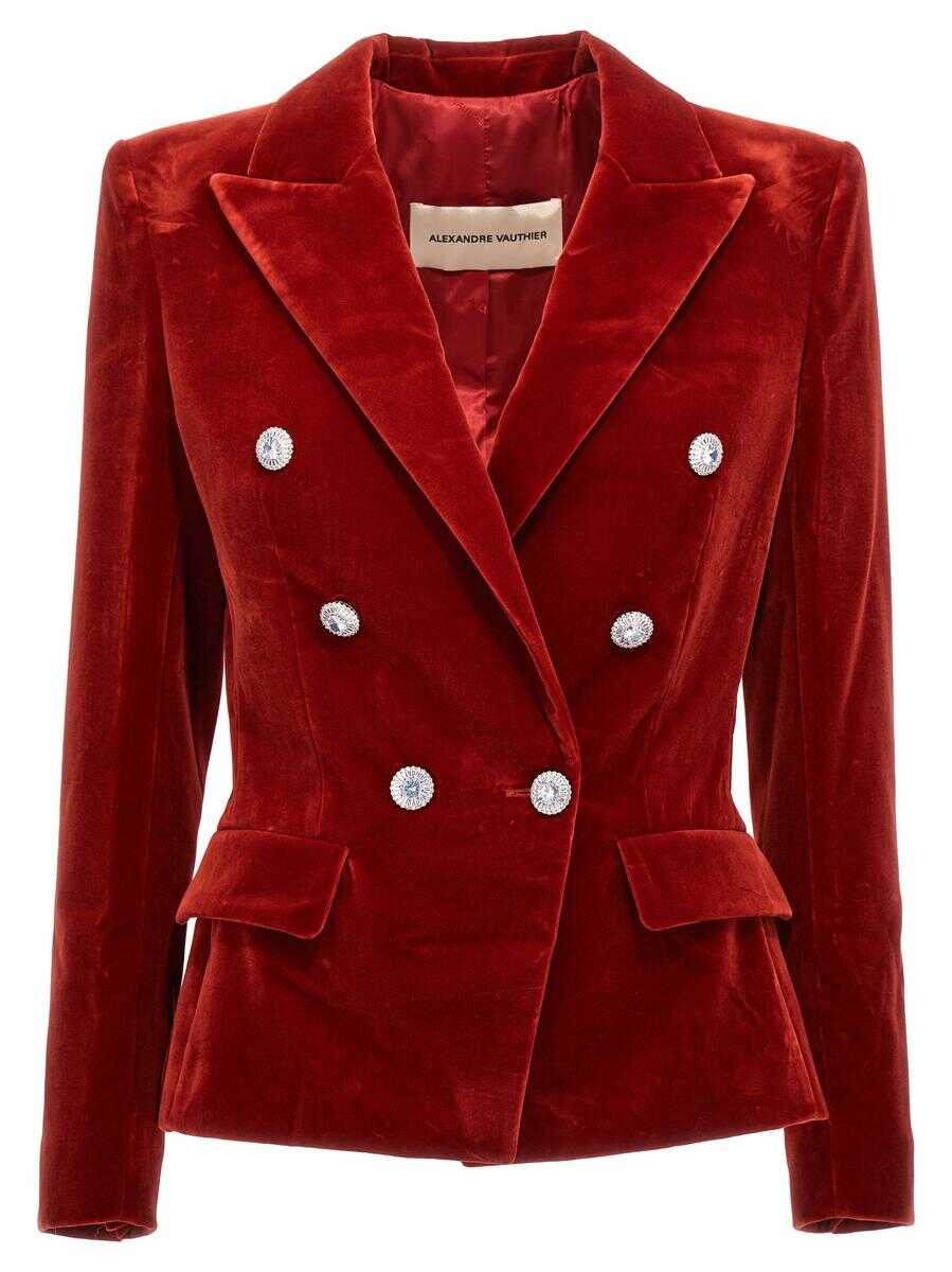 Alexandre Vauthier ALEXANDRE VAUTHIER Double breast velvet blazer jacket RED