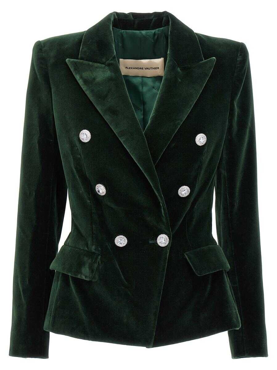 Alexandre Vauthier ALEXANDRE VAUTHIER Double breast velvet blazer jacket GREEN