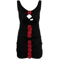 Rochii Black Mini Dress With Signature Rose Appliqué In Viscose Woman Femei