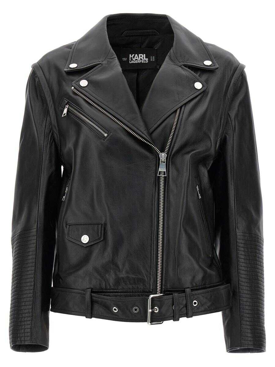 Karl Lagerfeld KARL LAGERFELD Leather biker jacket BLACK