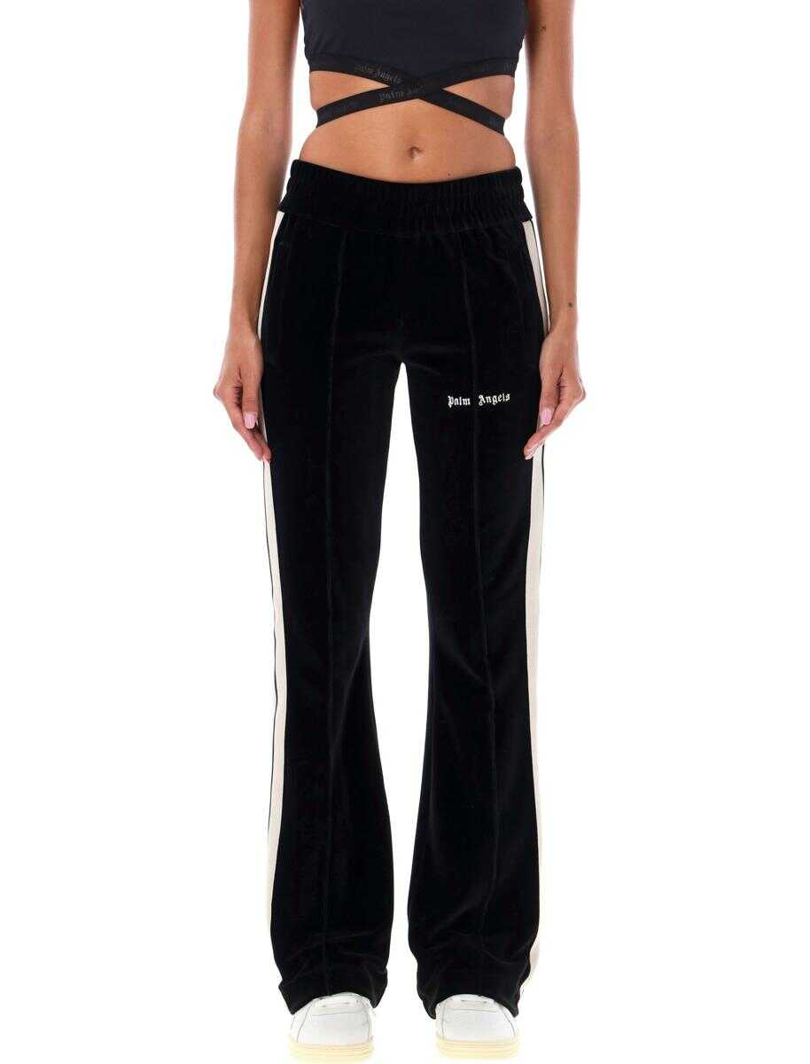 Palm Angels PALM ANGELS Velvet flare track pants BLACK/OFF WHITE