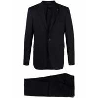 Costume Black Single-Breasted Suit With Logo Pin In Cotton Man Barbati