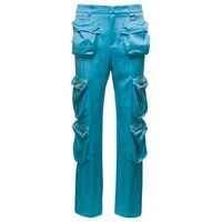 Pantaloni scurti Light Blue Cargo Pants With Macro Patch Pockets In Satin Woman Femei