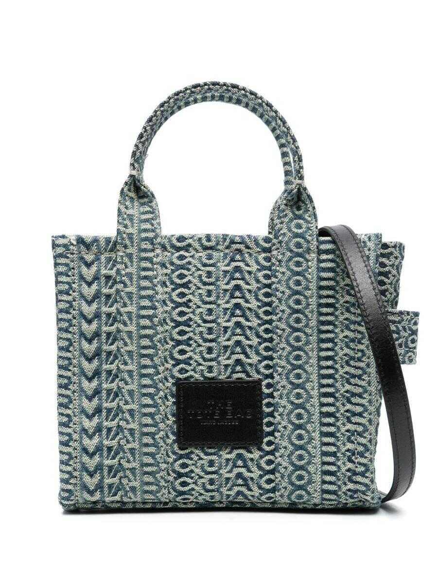 Marc Jacobs MARC JACOBS THE WASHED MONOGRAM DENIM MINI TOTE BAGS GREEN