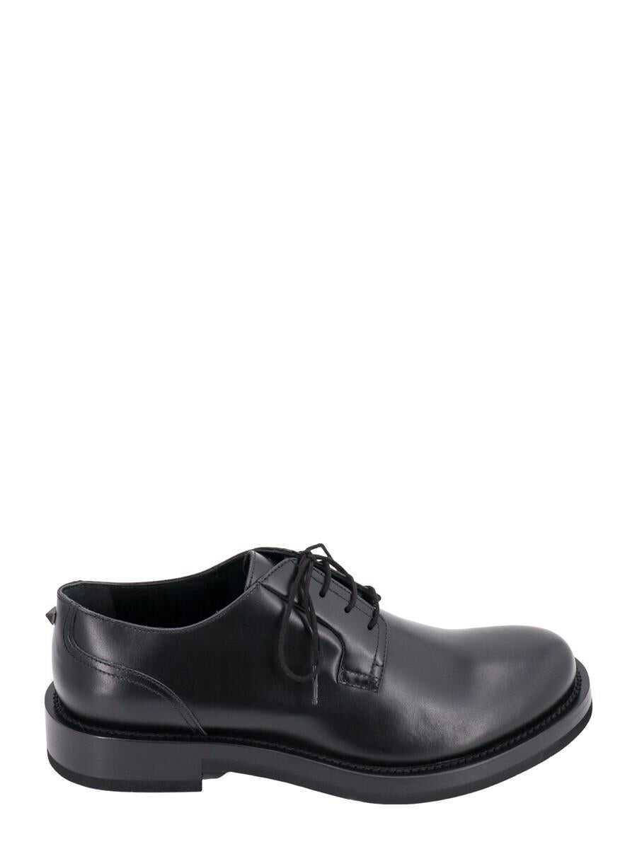 Valentino Garavani VALENTINO DERBY ROCKSTUD ESSENTIAL LEATHER LACE-UP SHOES BLACK