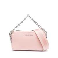 Genti de mana Pink Pouch With Chain And Logo Detail In Hammered Leather Woman Femei
