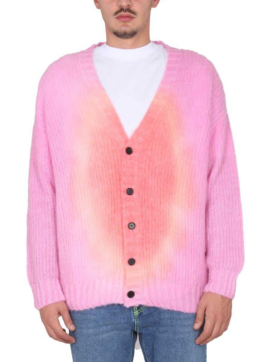 MSGM MSGM V-NECK CARDIGAN FUCHSIA