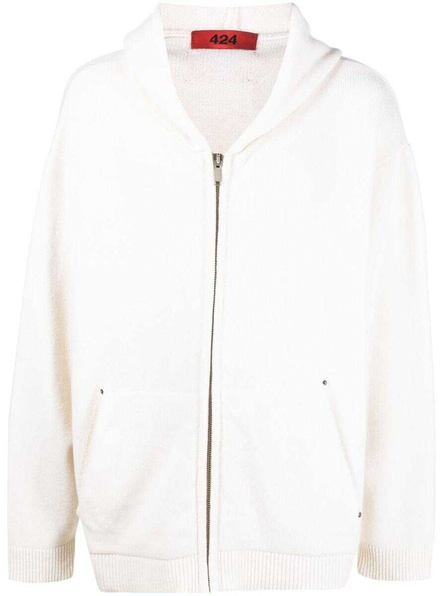 424 424 Cotton zipped hoodie White