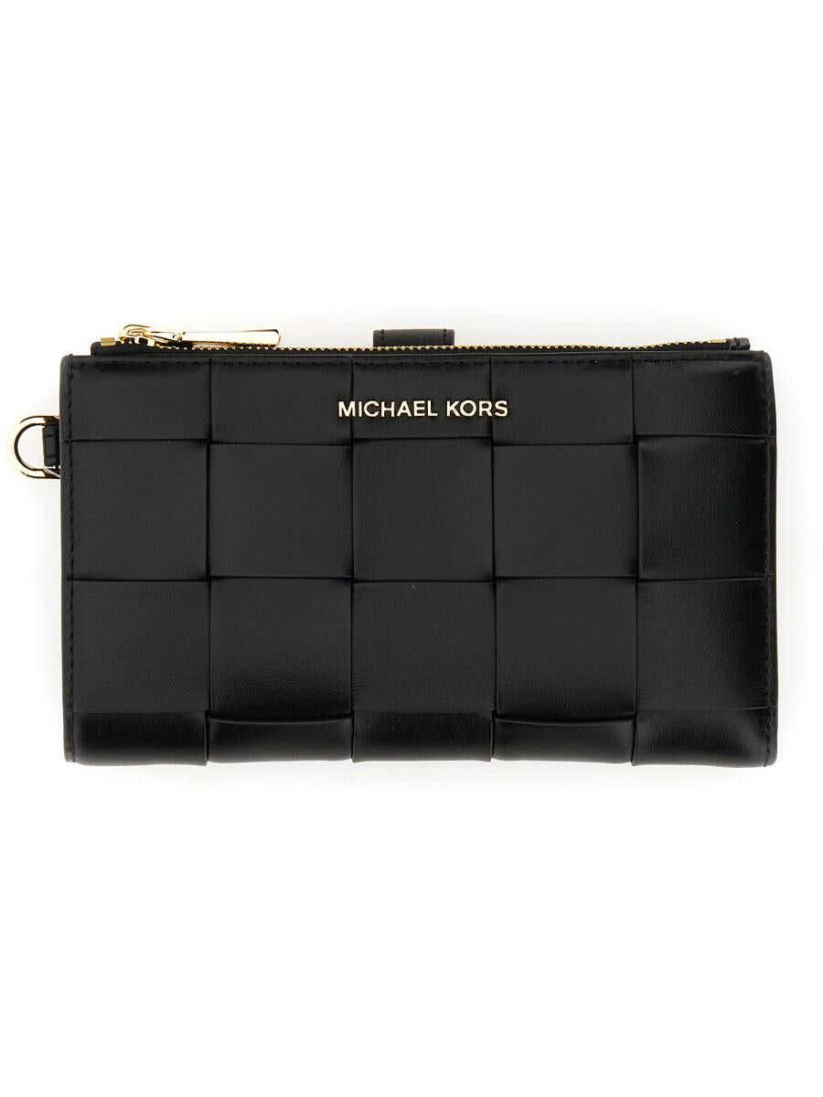 Michael Kors MICHAEL MICHAEL KORS BRAIDED LEATHER WALLET BLACK