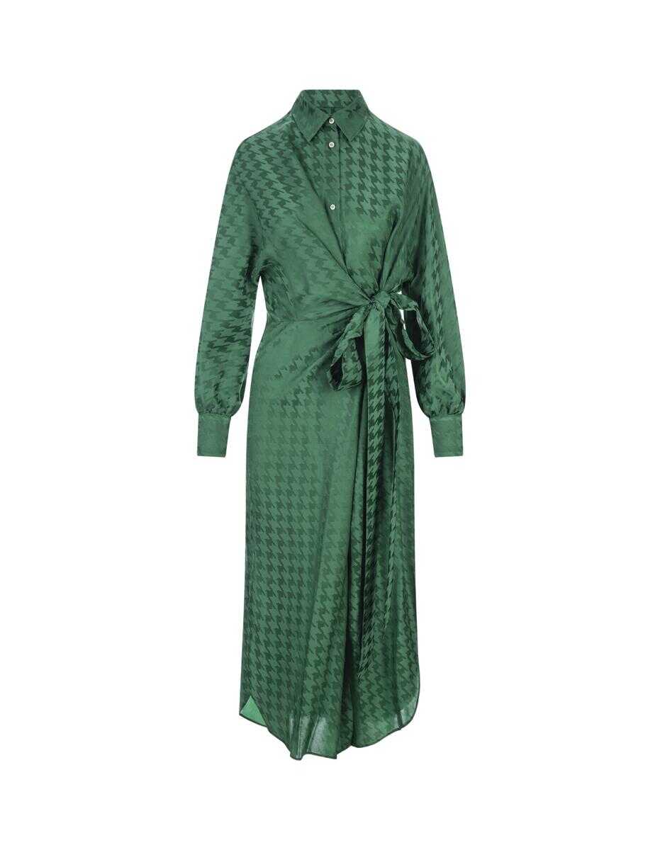 MSGM MSGM Shirt Dress With Houndstooth Motif Green