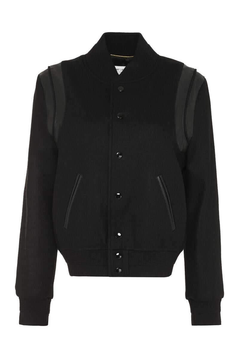 Saint Laurent SAINT LAURENT WOOL BOMBER JACKET black