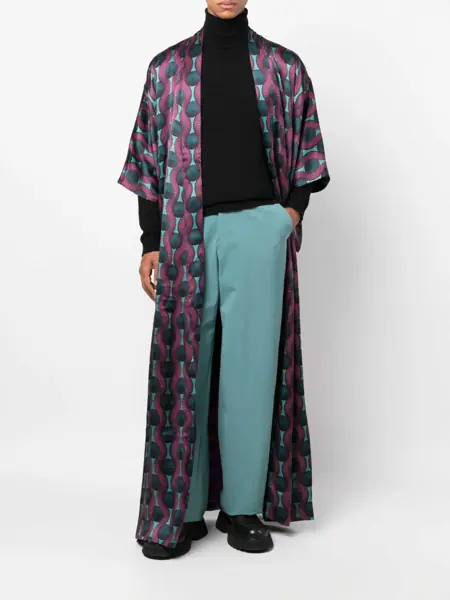 Topuri OZWALD BOATENG Ozwald Boateng Printed Silk Kimono Dress MULTICOLOUR Barbati (BM 10282163) 2