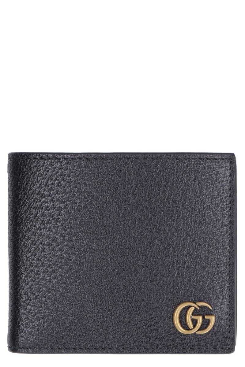 Gucci GUCCI MARMONT LEATHER FLAP-OVER WALLET BLACK