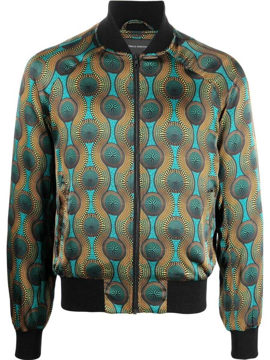 OZWALD BOATENG OZWALD BOATENG Printed silk bomber jacket ORANGE