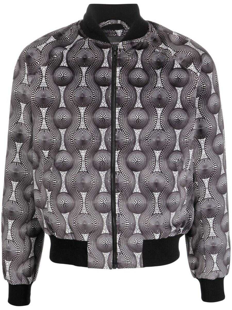 OZWALD BOATENG OZWALD BOATENG Printed velvet bomber jacket GREY