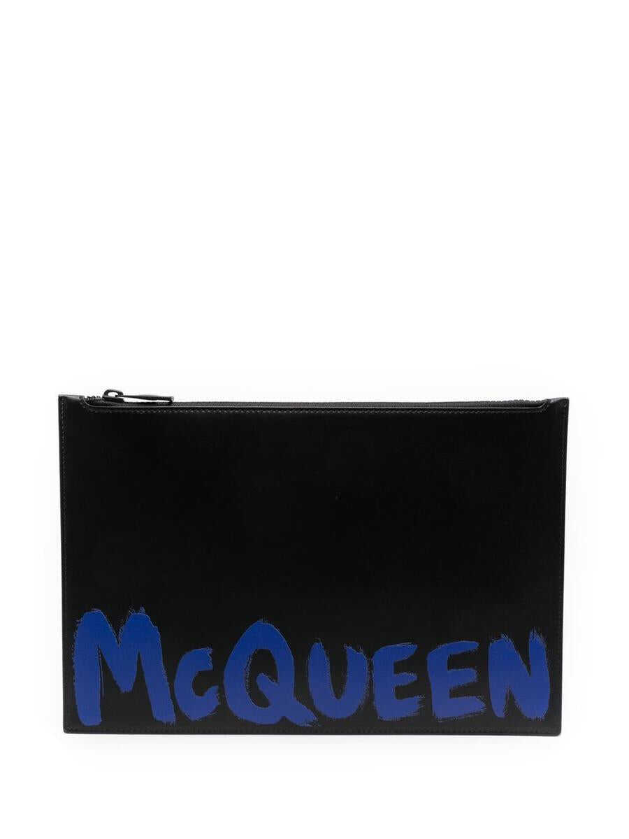 Alexander McQueen ALEXANDER MCQUEEN Graffiti leather pouch BLACK