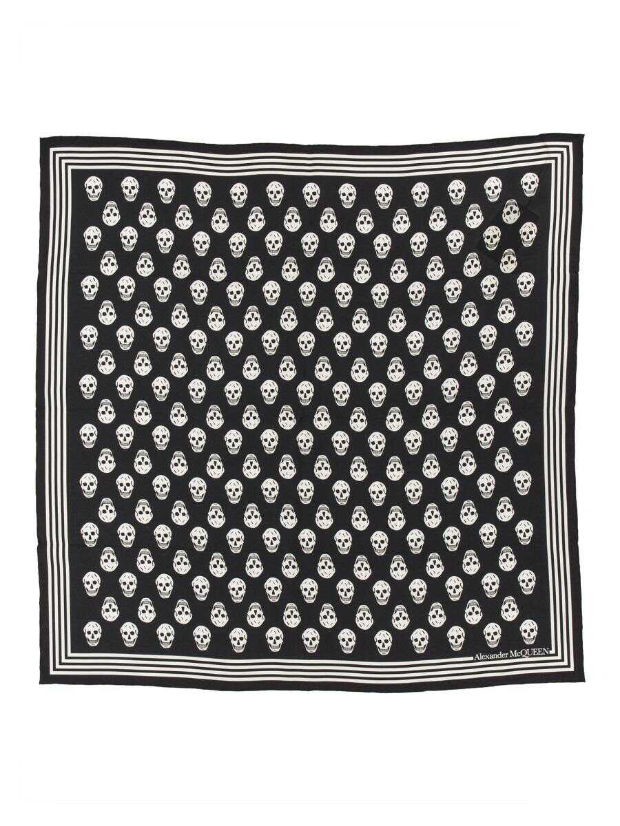 Alexander McQueen ALEXANDER MCQUEEN BIKER SKULL PRINT SCARF BLACK