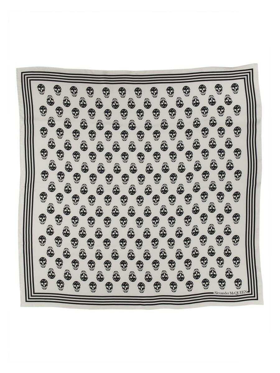 Alexander McQueen ALEXANDER MCQUEEN BIKER SKULL SCARF WHITE