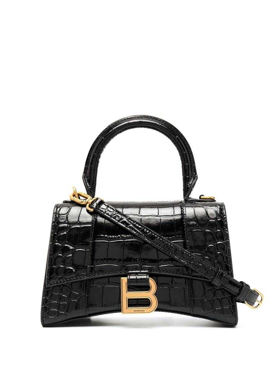 Balenciaga BALENCIAGA Hourglass small leather top-handle bag BLACK