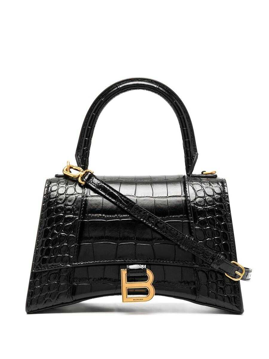 Balenciaga BALENCIAGA Hourglass small leather top-handle bag Black