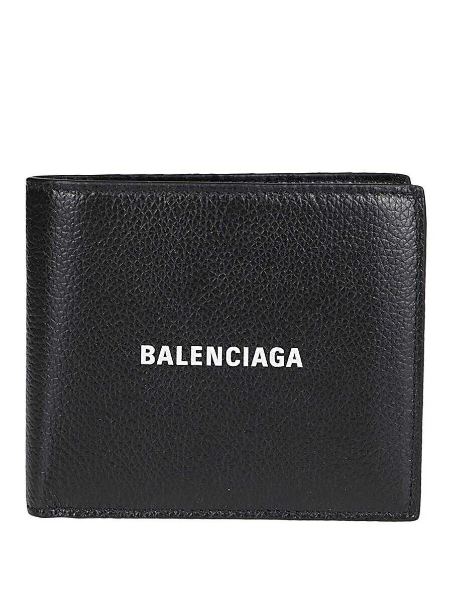 Balenciaga BALENCIAGA BLACK LEATHER CASH SQUARE WALLET BLACK