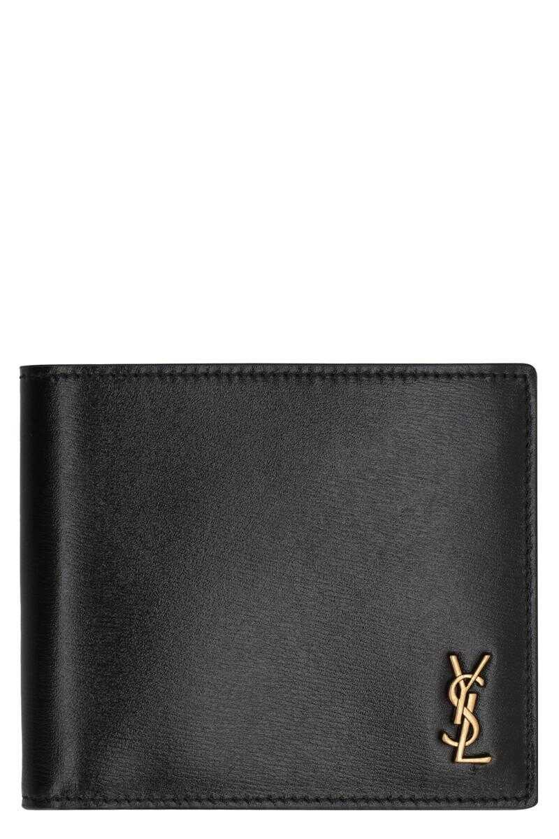 Saint Laurent SAINT LAURENT TINY CASSANDRE EAST/WEST LEATHER WALLET BLACK