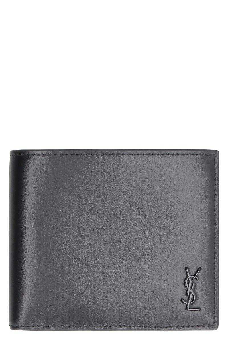 Saint Laurent SAINT LAURENT TINY CASSANDRE EAST/WEST LEATHER WALLET BLACK