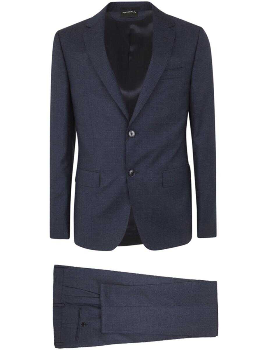 ZEGNA ZEGNA PURE WOOL SUIT CLOTHING BLUE