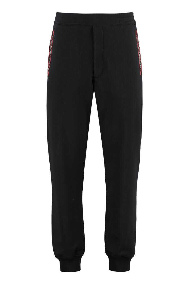 Alexander McQueen ALEXANDER MCQUEEN STRETCH COTTON TRACK-PANTS BLACK