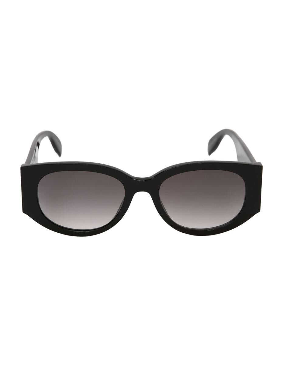 Alexander McQueen ALEXANDER MCQUEEN McQueen Graffiti Oval Sunglasses In and White BLACK