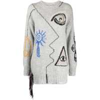 Pulovere Stella McCartney Grey Alpaca And Wool Blend Folk Sweater Femei