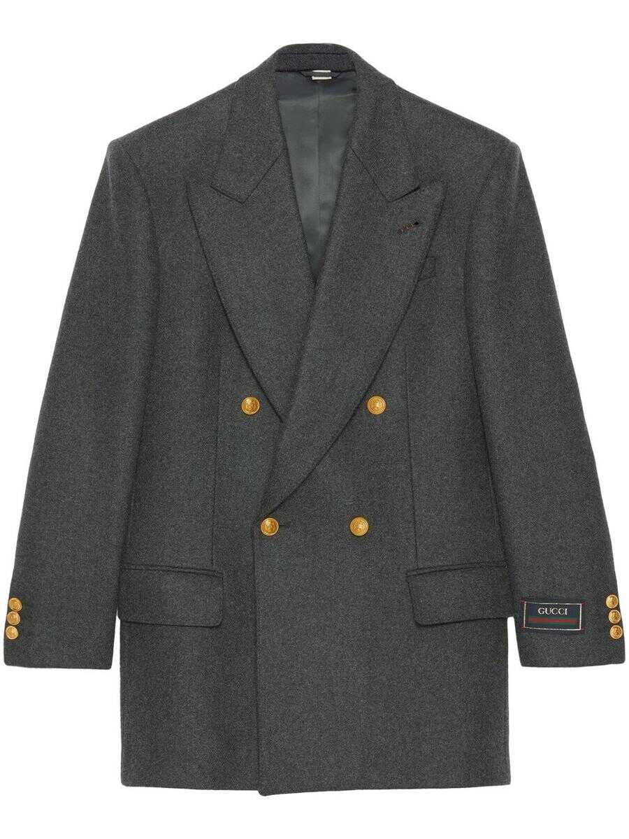 Gucci GUCCI Wool double-breasted jacket Grey