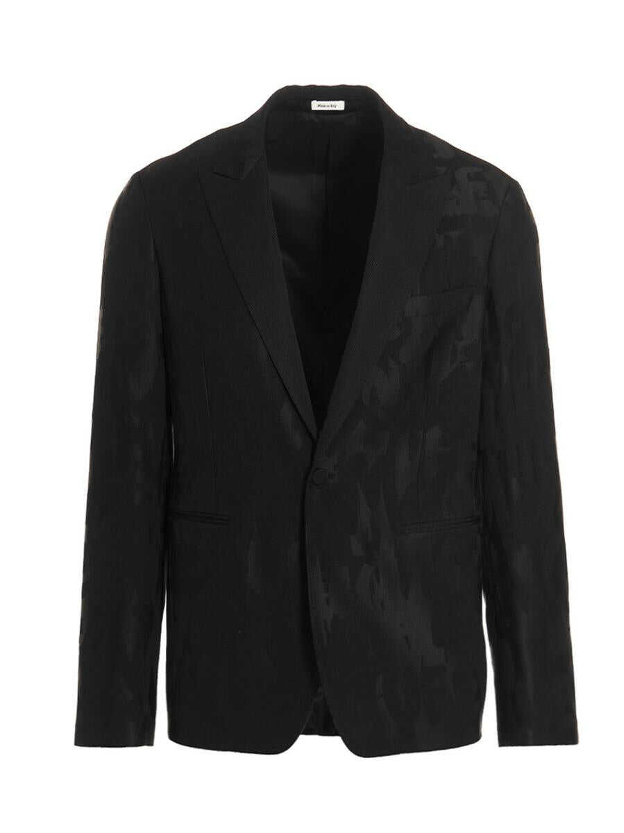 Alexander McQueen ALEXANDER MCQUEEN Jacquard logo blazer jacket BLACK Alexander