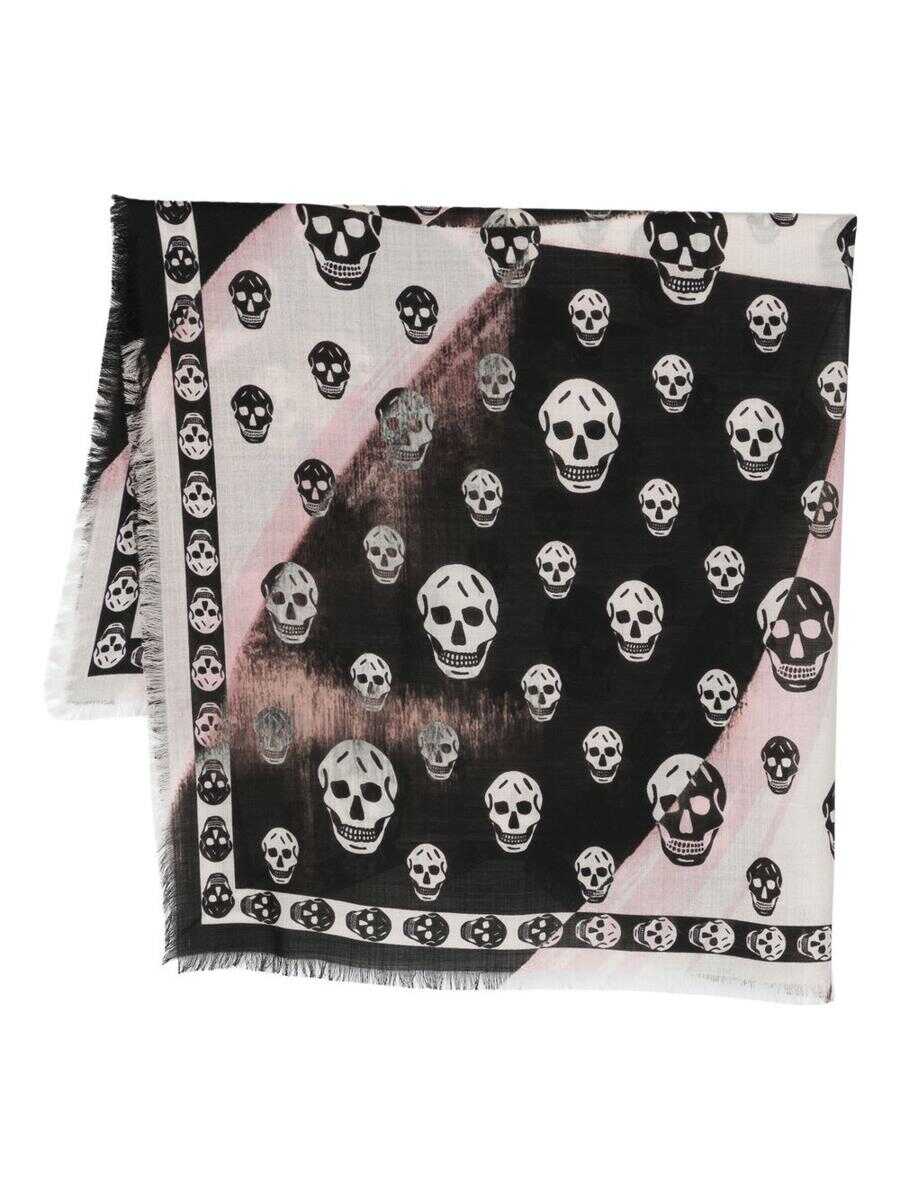 Alexander McQueen ALEXANDER MCQUEEN Biker Skull wool scarf BLACK