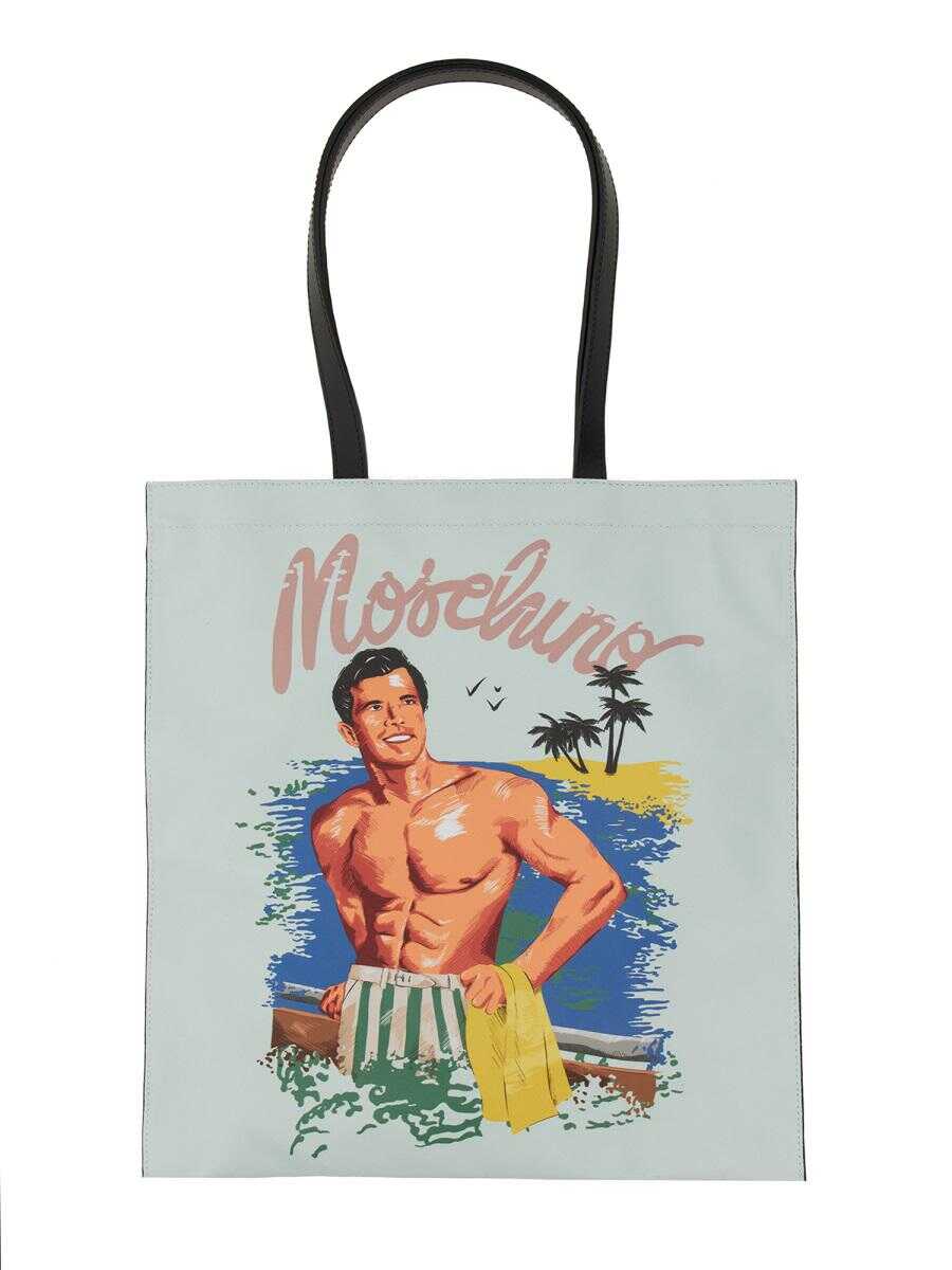 Moschino MOSCHINO HAWAIIAN PRINT TOTE BAG AZURE