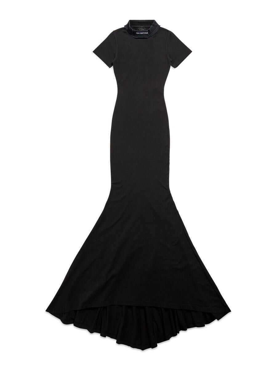 Balenciaga BALENCIAGA WOMEN\'S T-SHIRT MAXI DRESS IN BLACK DÉLAVÉ CLOTHING Black